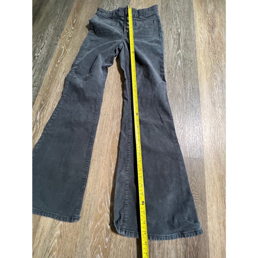American Eagle Corduroy Flare Pants Womens 2 Gray Excellent High Rise Button Fly - Picture 6 of 9